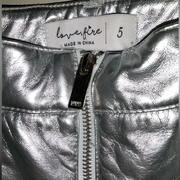 Love, Fire Shiny Silver Zip-Up Jacket - Picture 3 of 3
